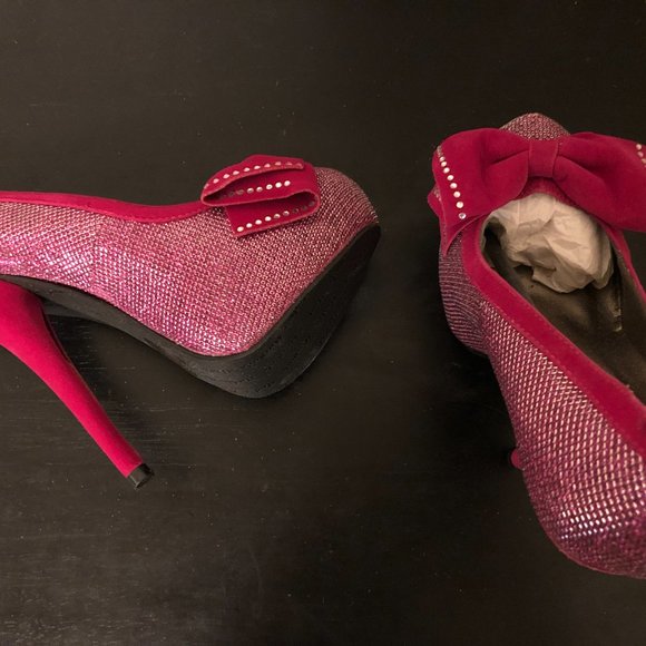 Fuchsia Andres Machado Sparkle Heels - Picture 3 of 7